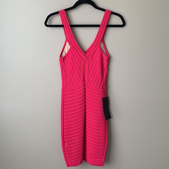 NWT Bebe bright fuchsia Maeve mesh striped dress sz xs - Picture 7 of 9